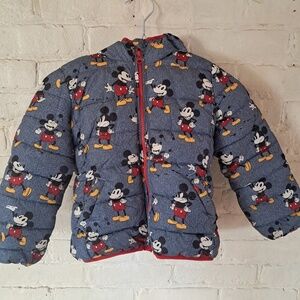GAP Kids XS Disney Cozy Puffer Blue Chambray Mickey Winter Coat Unisex
